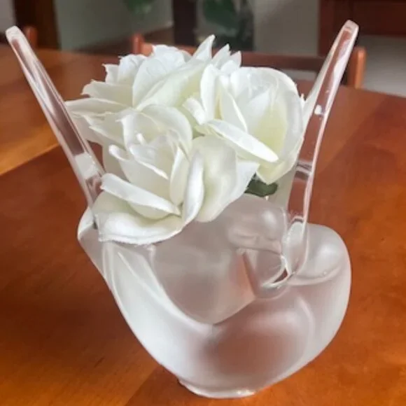 VINTAGE Lalique France Crystal Vase Figurine Frosted Glass Sylvie Doves - Picture 5 of 15
